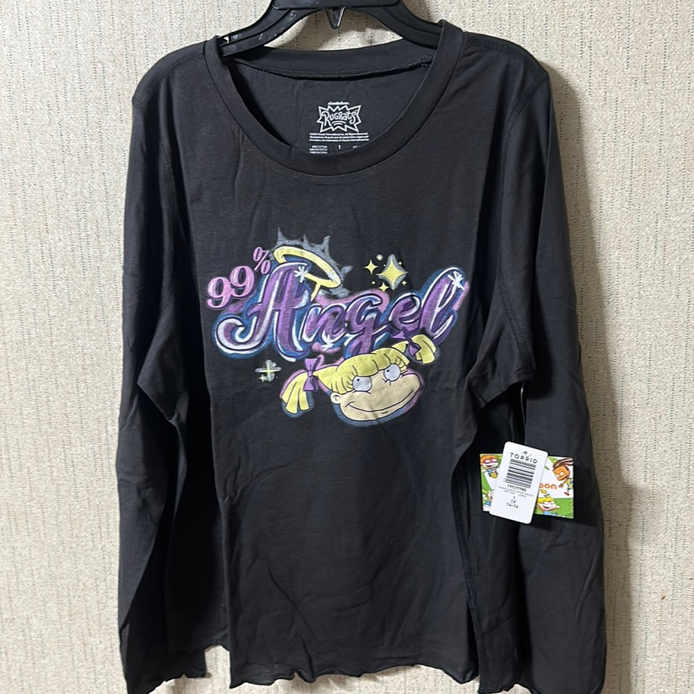 TORRID NICKELODEON RUGRATS LONG SLEEVE ANGELICA TOP: GRAY: NWT: SZ 1 (14-16)